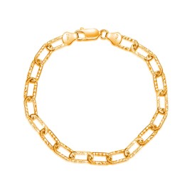 LELOUCHY Unisex Adult 18K Plated Italian 5.2Mm Paperclip Link Chain Anklet 925 Italy 11 Inch Yellow Gold