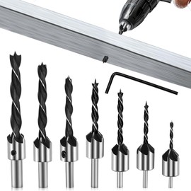 Drill with Countersink, 7-Piece Wood Drill Set, Spiral Drill Bit Metal with Allen Keys, Countersink Drill with Countersink 3-10 mm Countersink Wood for Wood Processing
