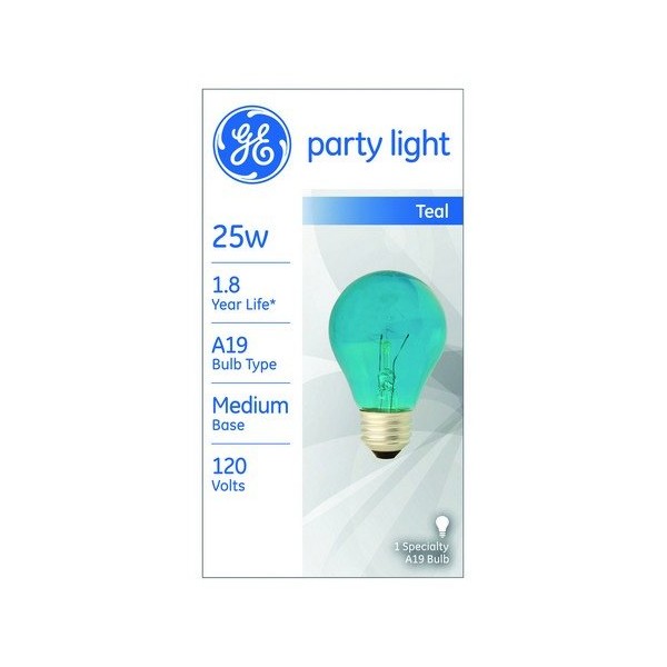 Transparent Party Light Bulb, Teal, 25-Watts