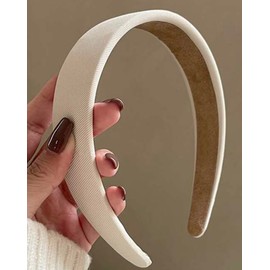 TERSE White Headbands for Women Trendy Non Slip Headband for Short Hair, Cute Ribbed Women Headbands Elastic Hair Bands for Women's Hair Fashion Hard Head Band Accessories for Women 1 Inch