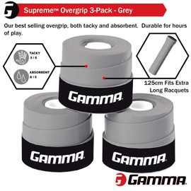 GAMMA unisex adult 3 Pack Supreme Overgrip, Grey, Pack US