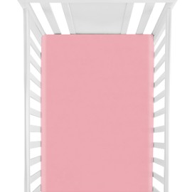 2 Pack Microfiber Crib Sheets for Boys Girls, Fitted Crib Sheet for Standard Crib and Toddler Mattress, Super Soft Microfiber Baby Sheet 28x52x8, Pink