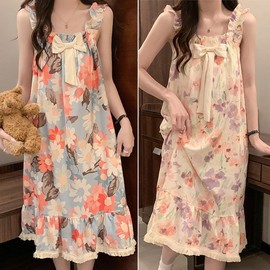 Art golf gown shower cotton pajamas one piece chest pad built-in lilac