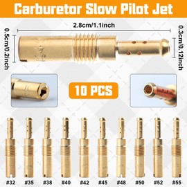 LEONTOOL 30-Piece Main Jet Set, Round, Hexagon Type, + 10 Pieces, Slow Pilot Jets, Keihin, Brass, Motorcycles, Carburetor Nozzles, Carburetor Settings, Compatible with CVK, PE, PWK, OKO and More, Bike