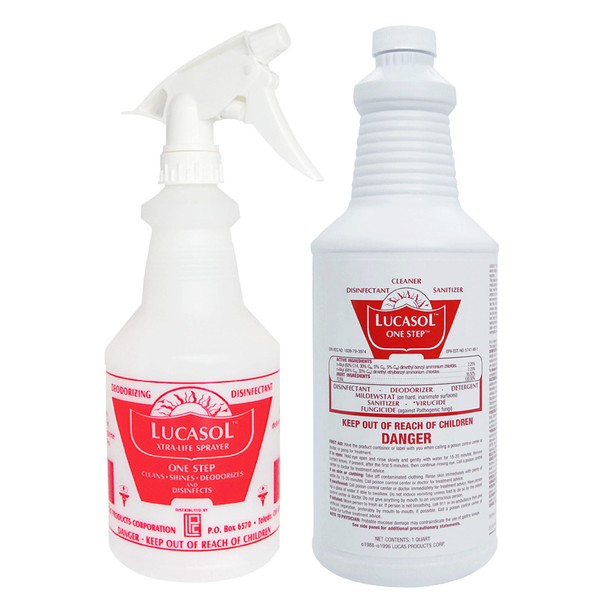 Lucasol All Purpose Cleaner, One Step Disinfectant for Hospitals, Schools, Salons, Household Cleaning and More. (32 oz)