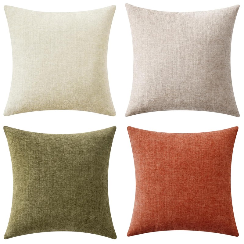 MIULEE Pack of 4 Throw Pillow Covers 18x18 Inch Soft
