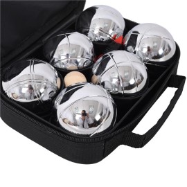 Petanque Boules Set for Bocce Ball 6 Metal Tossing Balls in Case Backyard Game