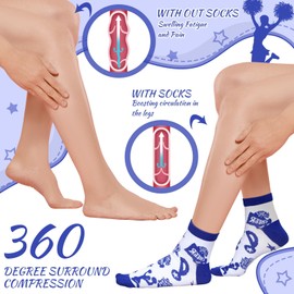 Velmitten 12 Pairs Cheer Socks Bulk for Women Girls Ankle Compression Cheerleading Socks Cheerleading Gifts Stuff for Cheerleaders Cheer Team Gifts Cheerleaders Accessories