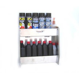 Pit Posse 604 Junior Variety Shelf Storage Cabinet Organizer Enclosed Cargo Race Trailer Shop Garage - Made in USA - Aluminum Cabinet Stores 6 Oil Quarts and 6 Aerosol Cans - 5 Year Warranty
