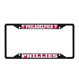 Fan Mats 31316: Philadelphia Phillies Metal License Plate Frame Black Finish, Red