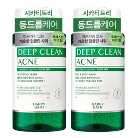 Happy Bath Deep Clean Tea Tree Acne Care All-in-One Body Wash Aromatic Woody Scent, 900g, 2 packs / 해피바스 딥클린 티트리 아크네 케어 올인원 바디워시 아로마틱 우디 향, 900g, 2개
