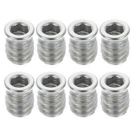 sourcing map 8Pcs Threaded Inserts Nuts, M6x15mm Hex Socket Drive Nut Inserts for Wood - 304 Stainless Steel Screws Furniture Screw in Nuts Bolt Fastener Connector Wood