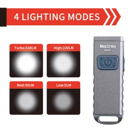 MecArmy SGN1 Mini USB Rechargeable Keychain EDC Flahlight, CREE XP-G2 S5 LED with 530 Lumens, Four Lighting Modes Plus One Strobe Zinc Alloy EDC Keychain Light for Everyday Carry (Black)