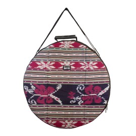 Shamandrum Bag Red Tones Made of Ikat Woven Fabric Diameter 60 cm for Shaman Drum - in Mysevendo Set - Round Ritual Drum Carry Strap Drum Bag