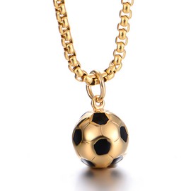 JTMKYO 1 Piece Gold Football Necklace, Football Pendant, Stainless Steel Soccer Pendant Necklace, Fashion Versatile Jewelry, Girls Boys Football Birthday Gifts, Stainless Steel