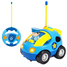 SOKA My First Remote Controlled Racing Car for Toddlers with Sound and Light Toy Car RC Birthday Gift Present Police Racer for Kids Children Boys Girls - Light Blue