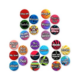 25 Pack - I Love The 2000's Millennium Retro Slang Pinback Buttons - 1.5 Inch