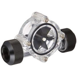 Bitspower G1/4" Flow Indicator, Clear Main Body, Black Blade, Matte Black