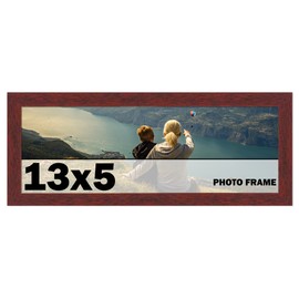 CountryArtHouse 13x5 Frame Brown Mahogany Picture Frame - Solid Wood Frame Kit Includes UV Acrylic Plexiglass, Acid Free Foam Backing Board and Hanging Hardware