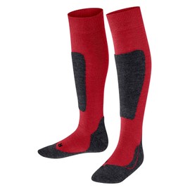 FALKE Children's Unisex Active Ski Socks, Medium Padding, Anti-Blister, Breathable, Quick-Drying, Climate-Regulating, Odour-Inhibiting, Wool, Functional Material, 1 Pair, Red (Lipstick 8000)
