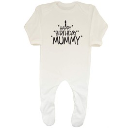 Shopagift Baby Happy Birthday Mummy Sleepsuit Romper White