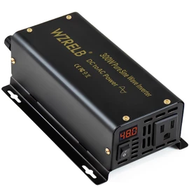 WZRELB 300W Pure Sine Wave Power Inverter 600W Peak DC 48V to 110V AC Car Adapter Off Grid with LED Display