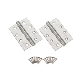 Infinity Decor 4 Inch (100mm) Polished Chrome CE13 Fire Rated Ball Bearing Butt Hinges Pair – Stainless Steel Door Hinges for Internal and External Doors
