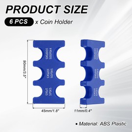 PATIKIL 6Pcs Japanese Coin Holder, Portable JPY Coin Organiser Dispenser Coin Hard Case Storage 6 Slots, Great for Home, Office, Collection, Blue