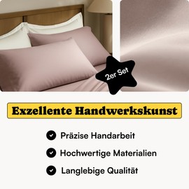 Seralino Satin Cushion Cover 50 x 70 cm Pink (Set of 2) Made from 100% Organic Cotton Pillowcase Soft Cushion Cover 70 x 50 cm with Zip Cushion Cover 50 x 70 cm Cotton