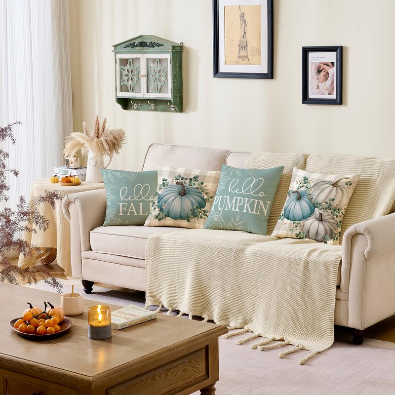 YOSICHY Fall Decor for Home,Fall Pillow Covers 18x18 Set of