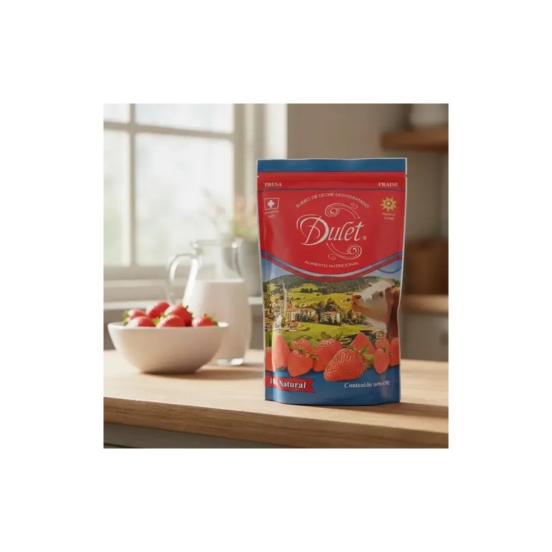 Dulet Lactosuero Suizo Sabor Fresa 1 Bolsa De 450 Grs