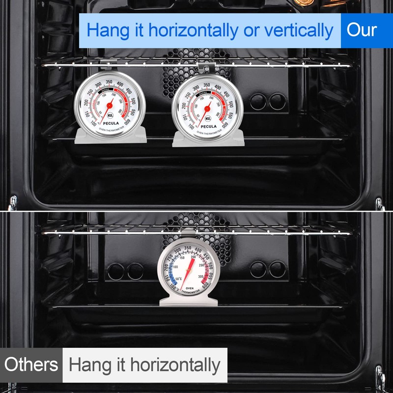 2 Pack Oven Thermometer 50-300C/100-600F, Instant Read Stainless Steel Kitchen