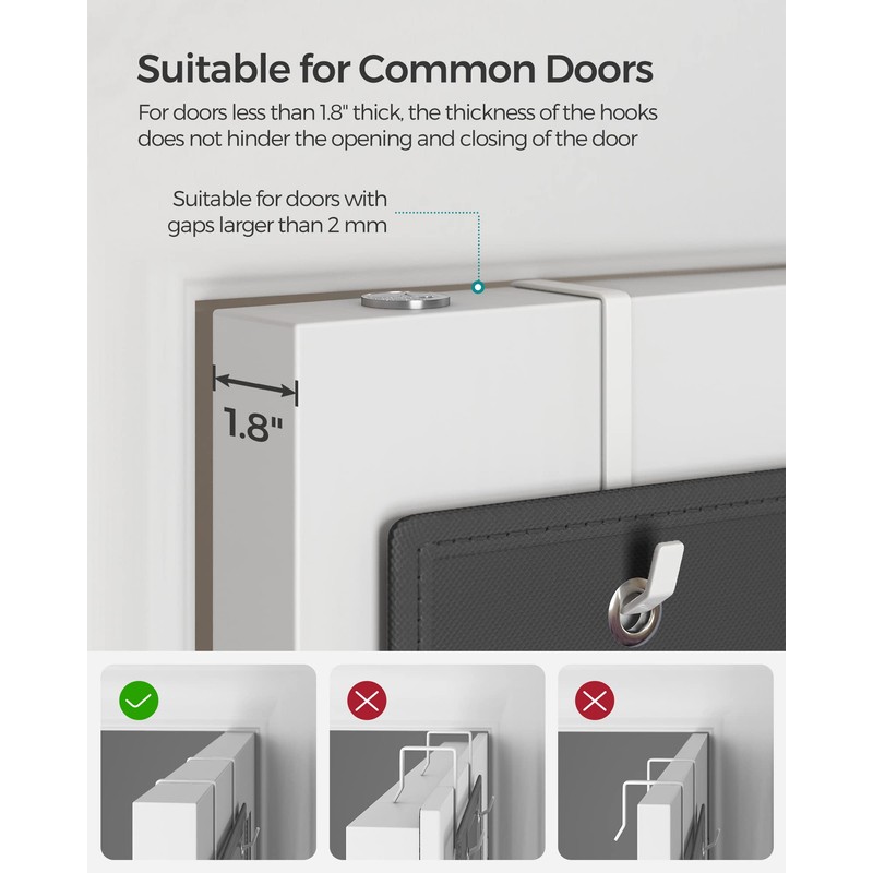 SONGMICS Over-Door Storage Organiser, Hanging Storage with 4 Compartments, Wardrobe