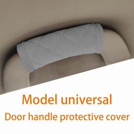 KHGUZ 2PCS Car Grab Handle Cover, Soft Velvet Vehicle Door Pull Handle Protector, Anti-Scratch Automotive Interior Grip Gloves Decoration Accessories, Universal for SUV, Sedan, Truck (Gray)