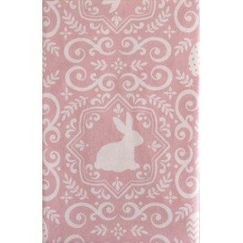 Mainstream Elegant Easter Bunny Floral Pattern Vinyl Flannel Back Tablecloth (52*90inch Oblong) Powder Rose