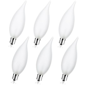 Frosted Flame Tip C32 Chandelier Light Bulbs, 60W E12 Candelabra Base, 120V Dimmable Candle Bulbs with Warm White for Chandeliers, Ceiling Fans, Outdoor, Porch, Hallway, Decorative Lighting (6 Pack)