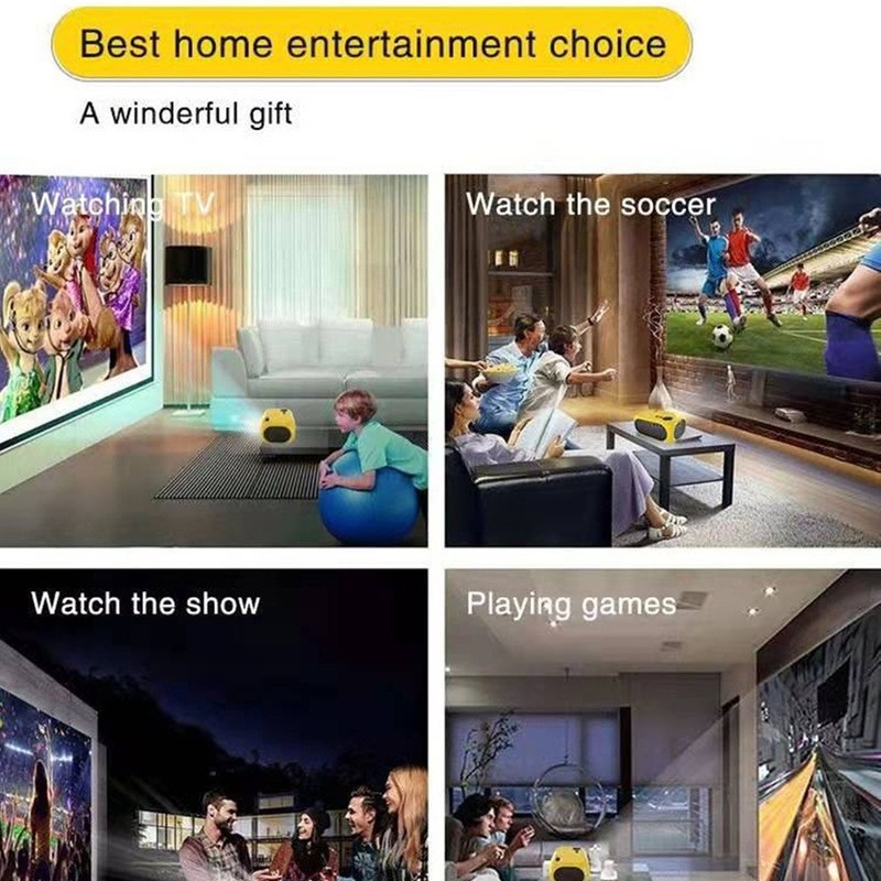 M24 Mini Portable Projector Multifunction 360 Degree Surround Sound Home