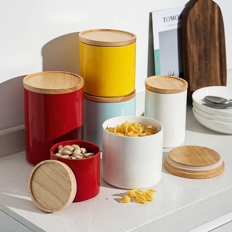 Sweejar Kitchen Canisters Ceramic Food Storage Jar, Stackable Containers with