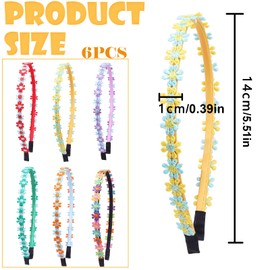 WUERKIYA 6Pcs Flower Crown Headband, Daisy Flower Wreath Headband Hair Band, Headpiece Multicolor Boho for Women, Girls, Wedding, Festival, Party, Hair Headbands Accessories