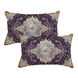 Artoid Mode Boho Bohemia Style Vintage Purple Cushion Covers Set of 2 30 x 50 cm Seasonal Decorative Cushion Cover Couch Living Room Decoration