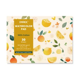 Watercolor Paper Pad, 30 Sheets, 5x7”, 100% Cotton Paper, Glue Bound, 140LB/300GSM Cold Pressed Water Color Paper for Watercolor Drawing, Mixed Media, Art Journaling (5x7 Inch)