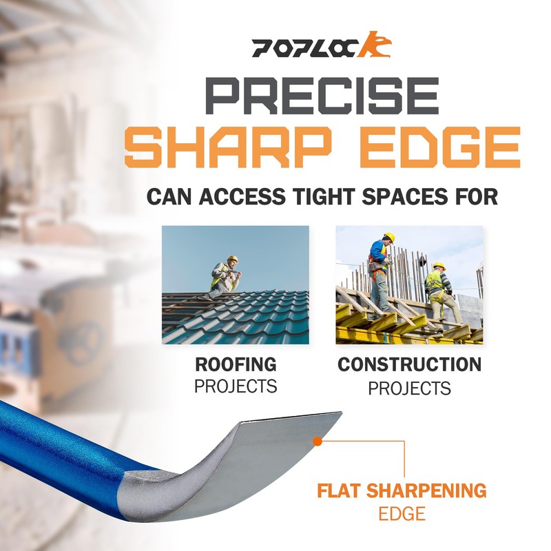 POPLOCK 17-inch Pry Bar and V-Claw Nail Puller, Indexing Cats