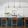 Helitemis 1-Light Brushed Brass Glass Pendant Light, Adjustable Height Modern