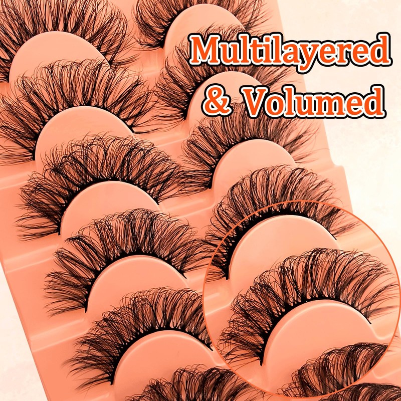 7 Pairs of 3D False Eyelashes, Cat Eye, Fluffy Volume,
