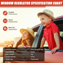 CCNLHZM 748-476 Electric Power Window Regulator with Motor Front Left Driver Side Compatible with Honda Civic 2006 2007 2008 2009 2010 2011 Replace# 72250-SNA-A01, 72250-SNA-A02, 72250-SNA-A03