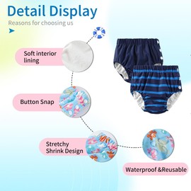 Sweegentle Swim Diapers Baby Reusable 2 Pack Sun Protective,Washable Pants Toddler Boys Girls Swimming Lesson