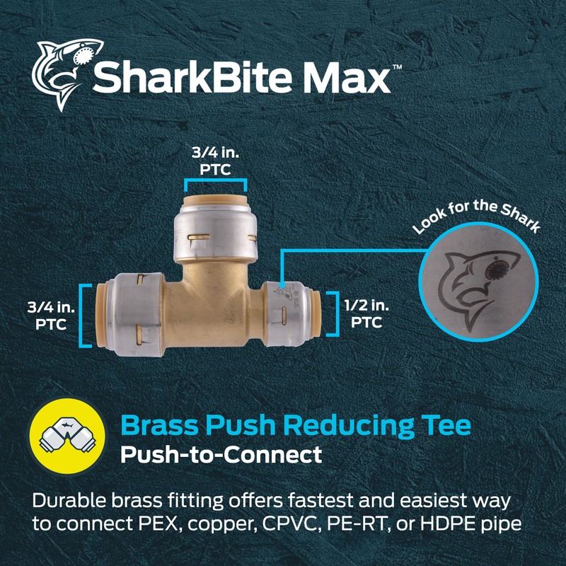 SharkBite Max 3/4 Inch x 1/2 Inch x 3/4 Inch