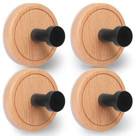 Besti Shower Suction Cup Hooks, Strong Suction Power, Towel Hooks for Shower Glass Door, Bathroom, Kitchen, Mirrors, Tiles, Holds up to 11 lbs, Ideal for Towels, Bath Robes, Coats (Beech-Black)