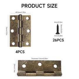 KUKUJIWA 4PCS Door Hinges 3 Inch (75.5mm), Stainless Steel Door Hinge for Wood Internal Doors Hinges with 24 Pcs Screws for Wooden Gate Windows Closet Drawer Boxes (Brone)