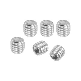 PATIKIL 100 Pcs Hex Socket Grub Screw, M6x4mm Flat Point Grub Bolt 304 Stainless Steel Head Socket Set Screws for Door Handles Light Fixture Repair